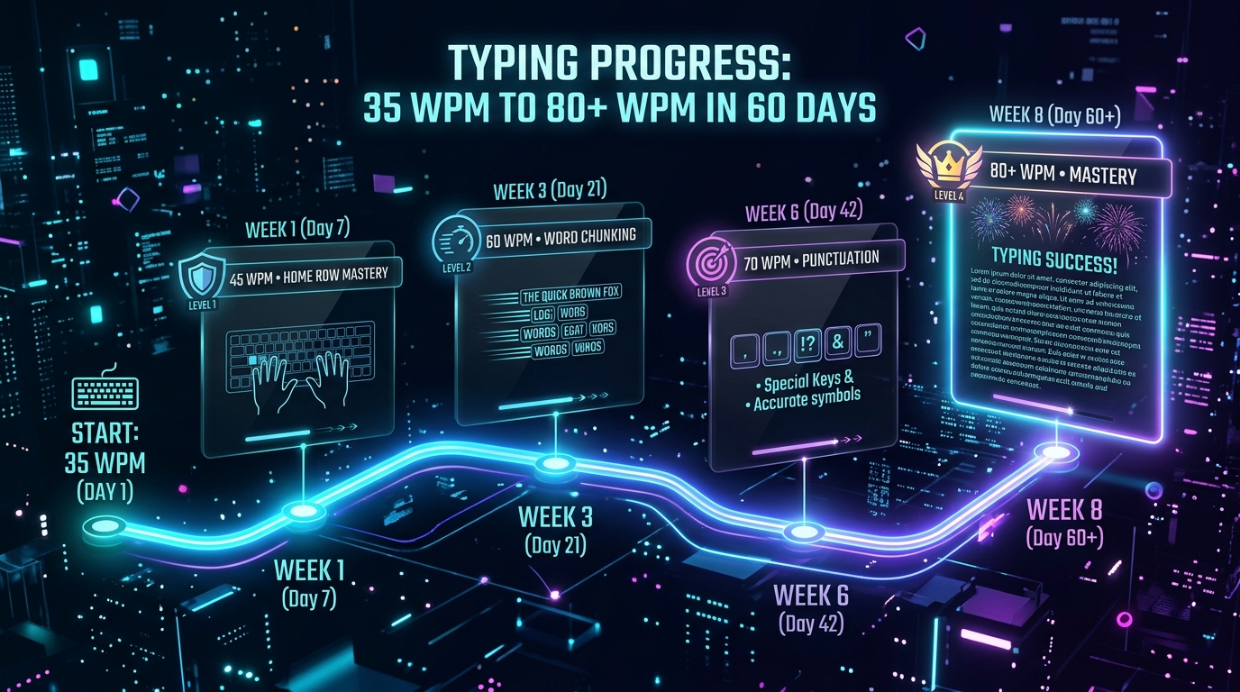 How Long Does It Take to Reach 80 WPM? Realistic 60-Day Roadmap